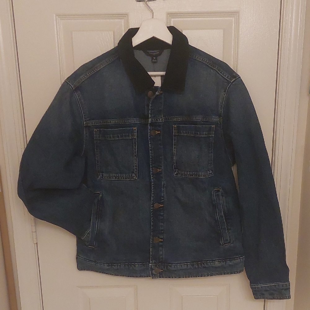 Banana Republic Dark Blue Denim Jacket with Black Collar
